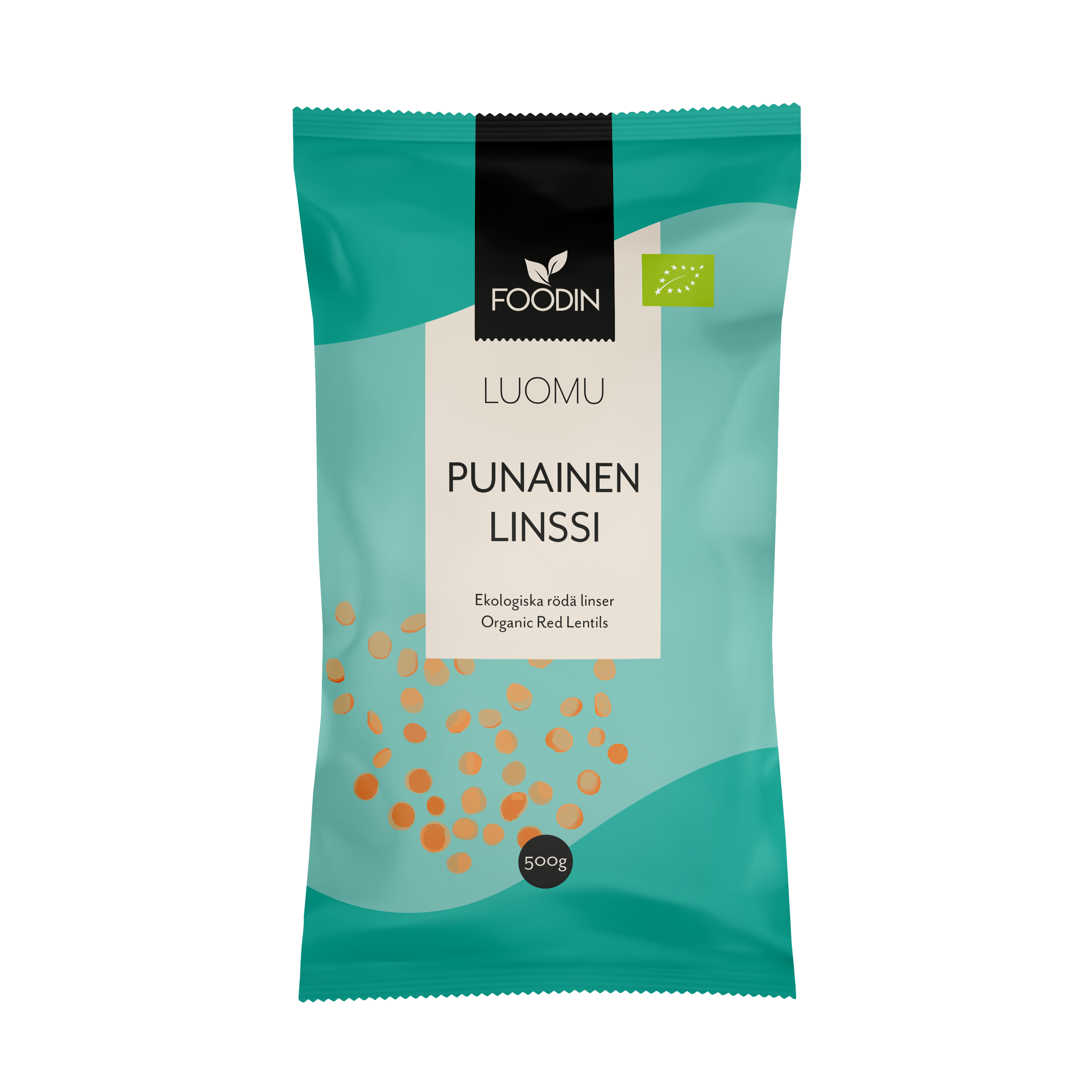 Luomu kuivatut punaiset linssit 500g | Foodin
