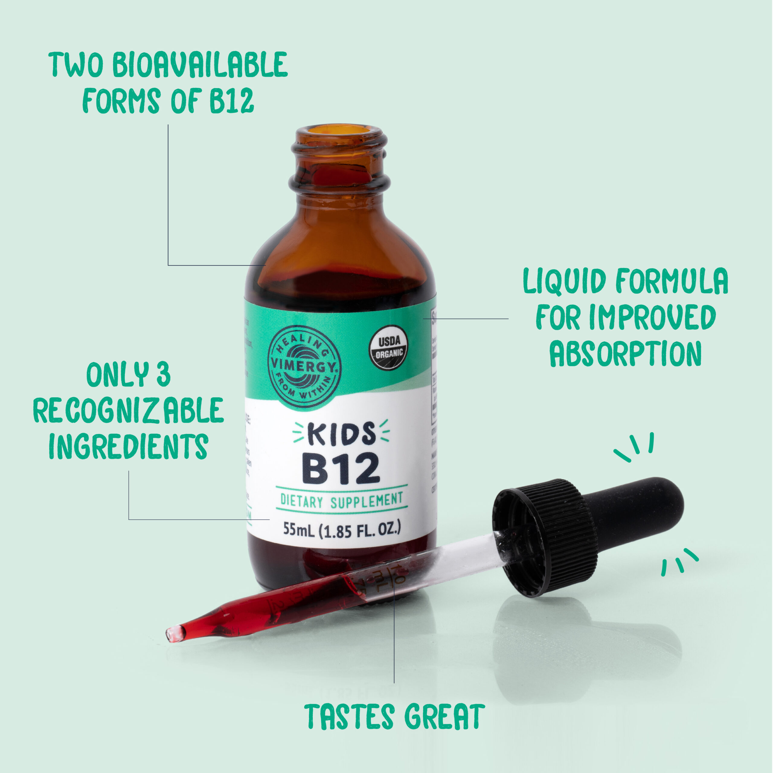 Vimergy B-12-vitamiini 55 ml - lapsille - Image 3