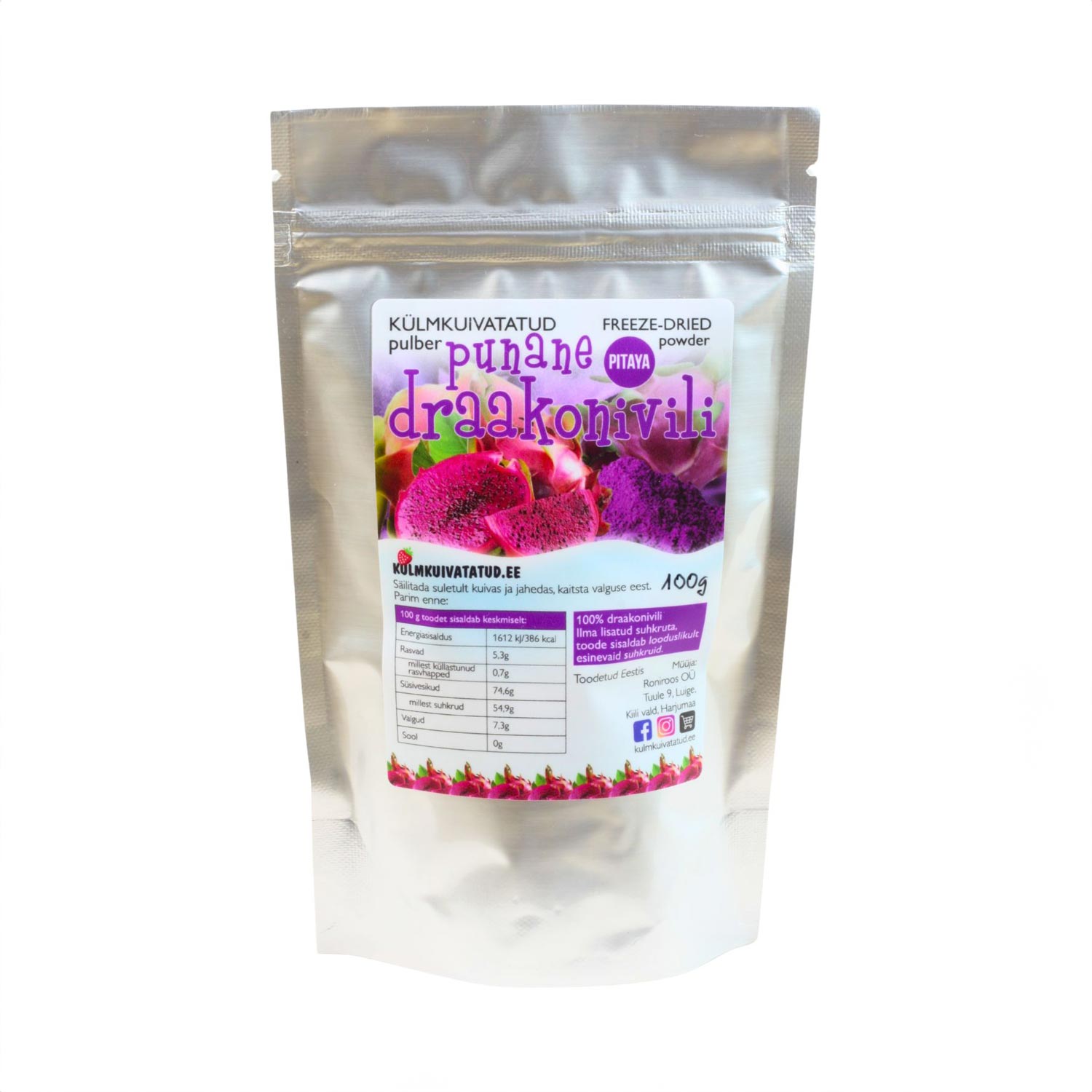 Pitaya (punainen lohikäärmehedelmä) -jauhe 100g
