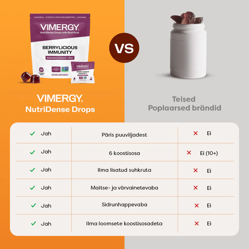 Vimergy Berrylicious Immunity NutriDense -pureskelytabletit - 60 kpl - Image 2
